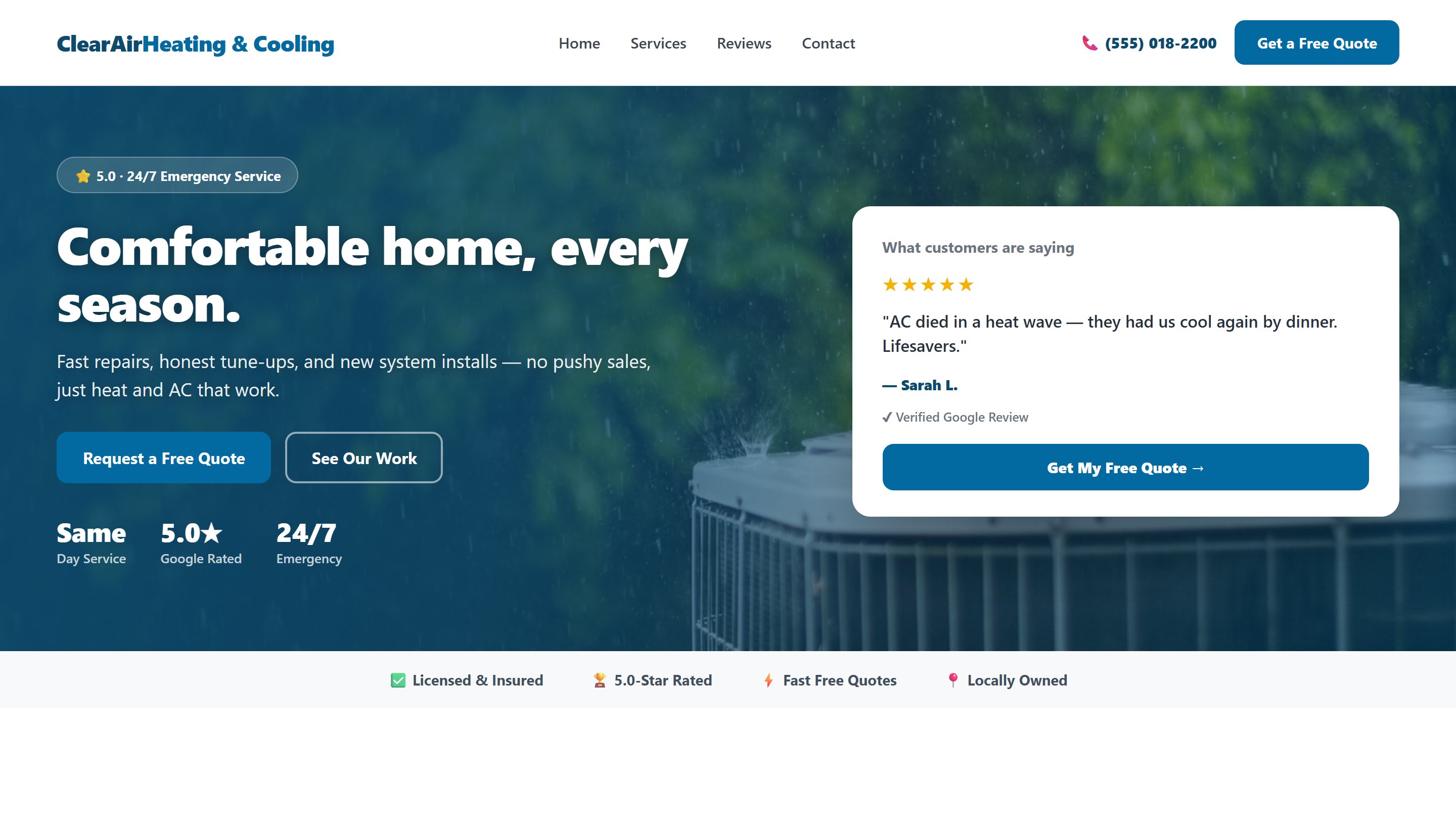 Example HVAC company website design